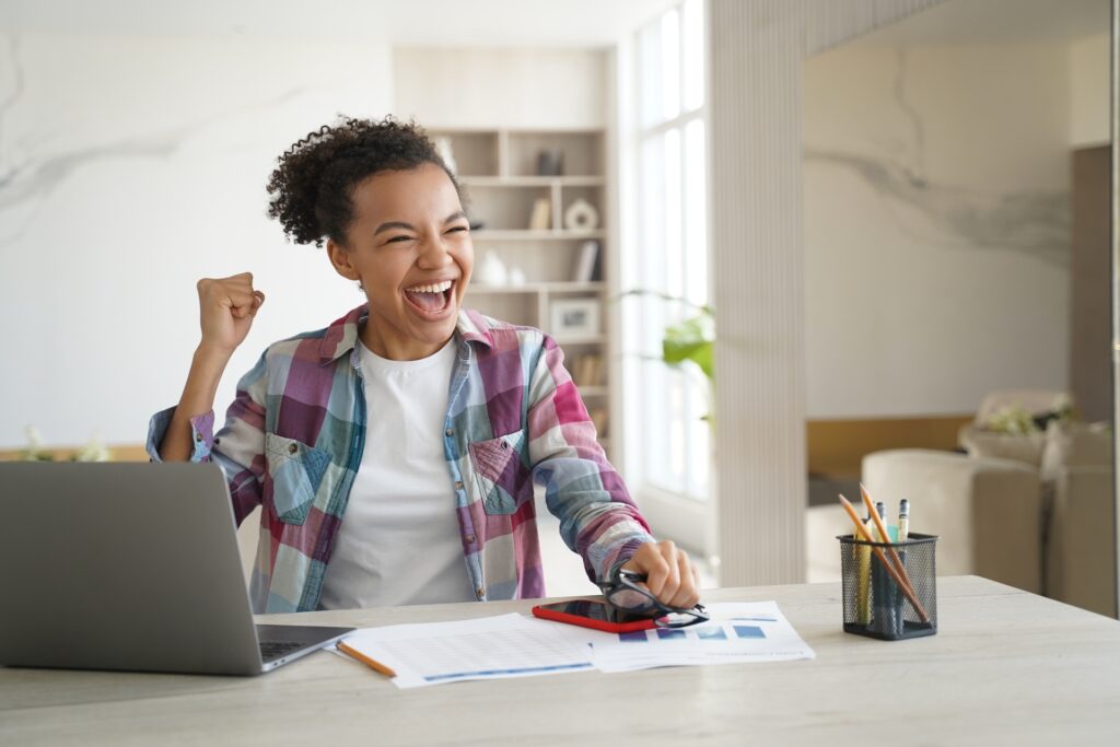 Teen studying for a test
