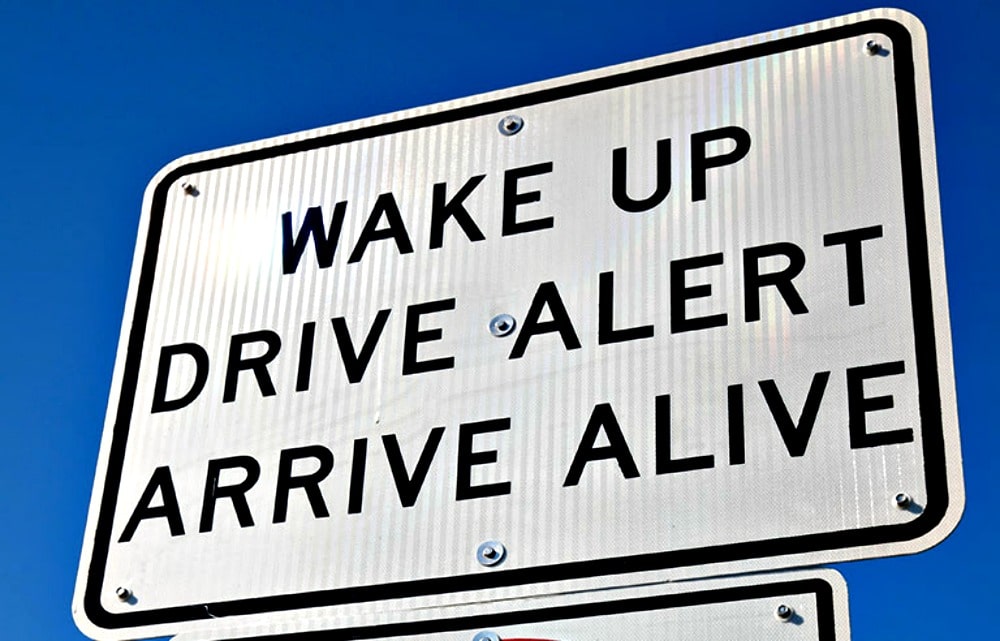 Drowsy driving road sign