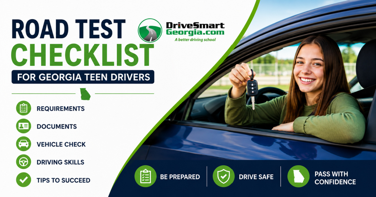 Road Test Checklist for Teen Drivers | Pass your Georgia Driving Test