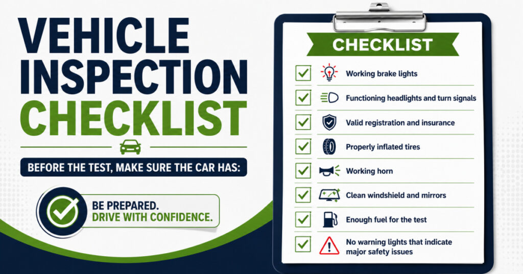 Vehicle Checklist to take a Georgia road test at the DDS