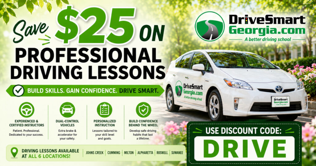Save $25 on Driving Lessons at Drive Smart Georgia.