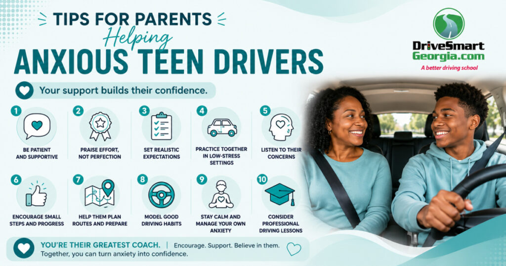 Tips for parents helping anxious teen drivers