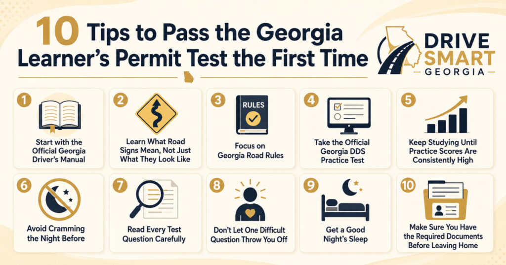 10 tips to pass the Georgia permit test the first time