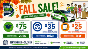 Save $75 on all Driver's Ed packages during Drive Smart Georgia's fall sale