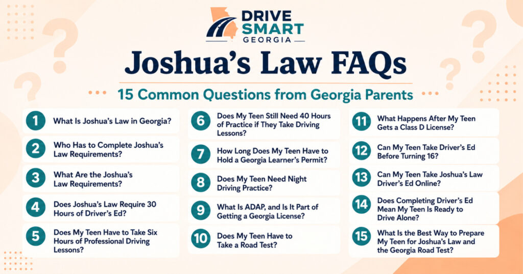 15 Joshua's Law FAQs for Georgia teen drivers