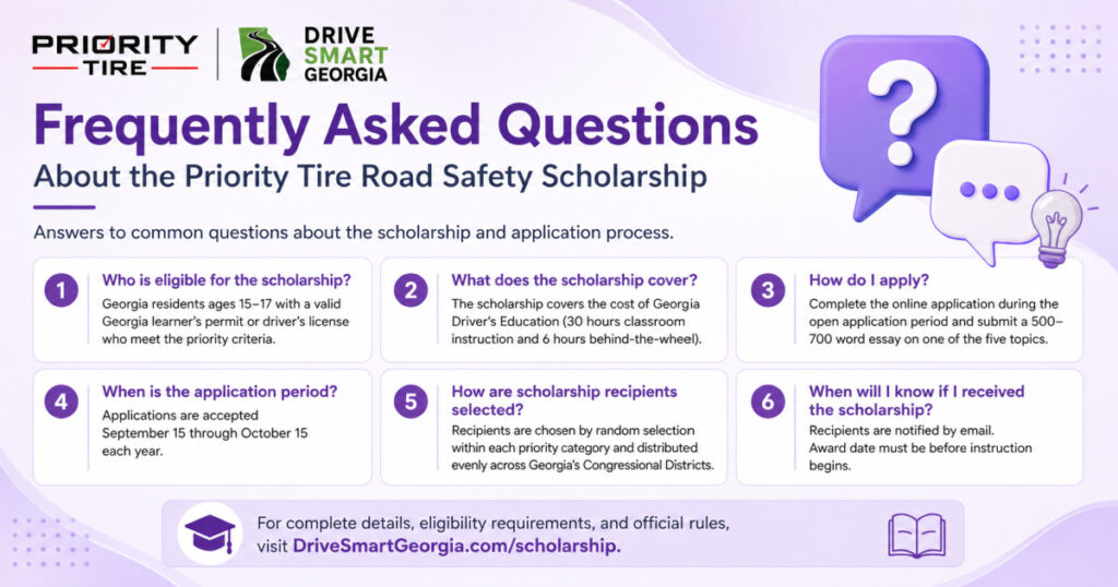 Frequently asked questions about the Priority Tire scholarship