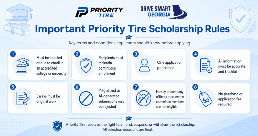 Priority Tire Scholarship rules