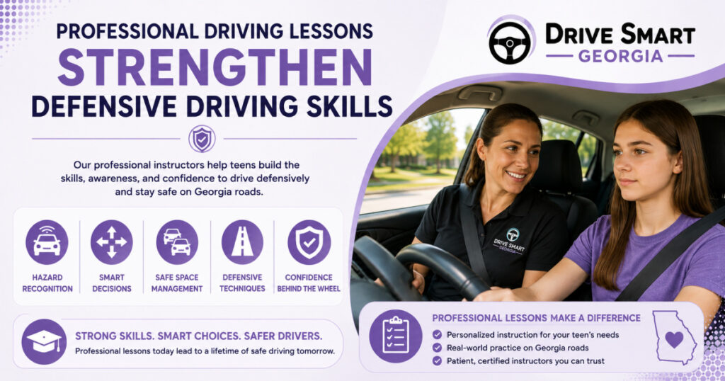 Professional driving lessons strengthen defensive driving skills