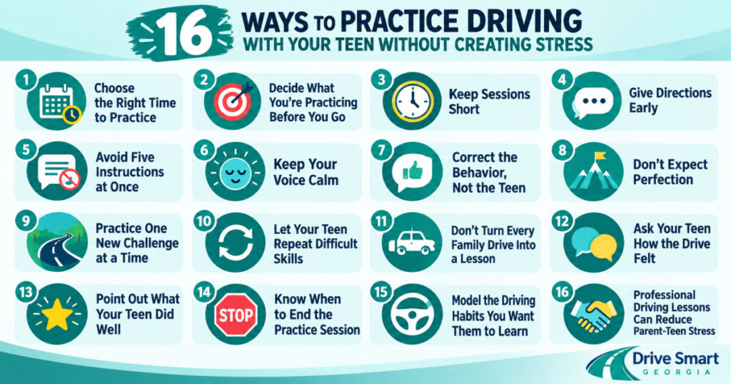 16 ways to practice driving with your teen without causing stress