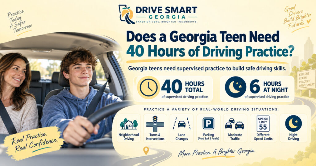 Does a Georgia teen need 40 hours of driving practice?