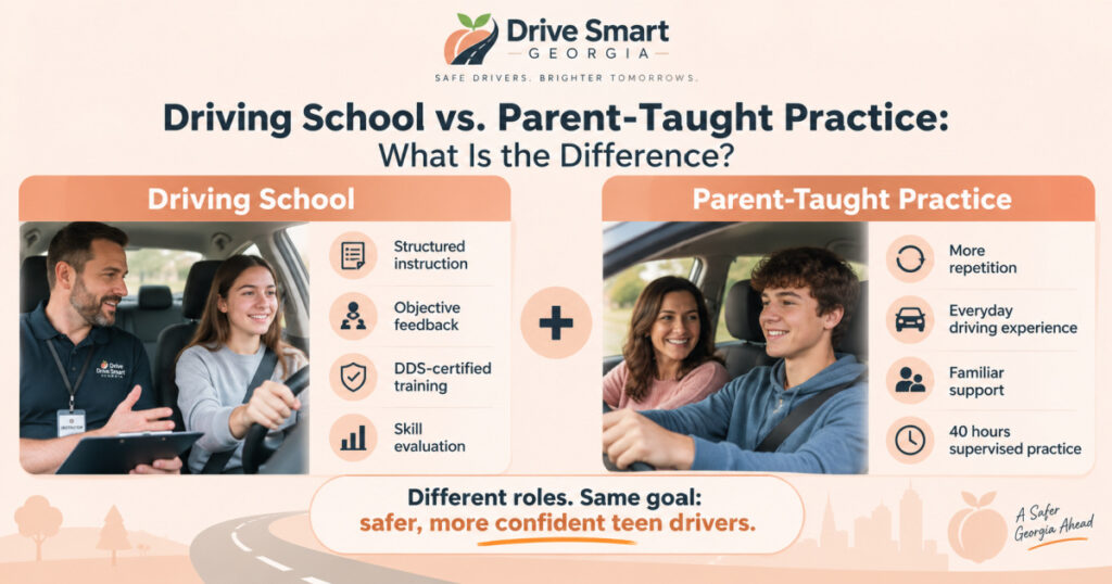 Driving school vs parent taught practice - What's the difference?