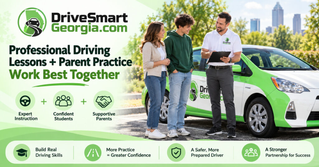 Professional driving lessons and parent practice work best together