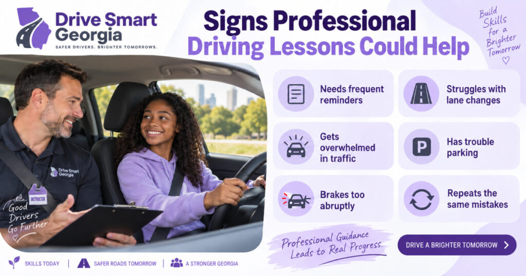 Signs professional driving lessons could help