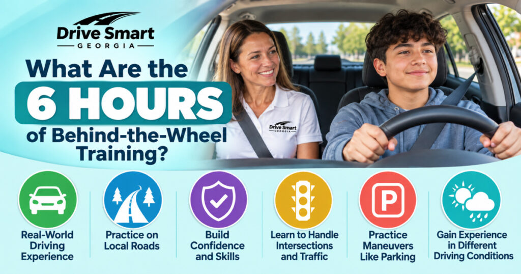 What are the 6 hours of behind-the-wheel training?