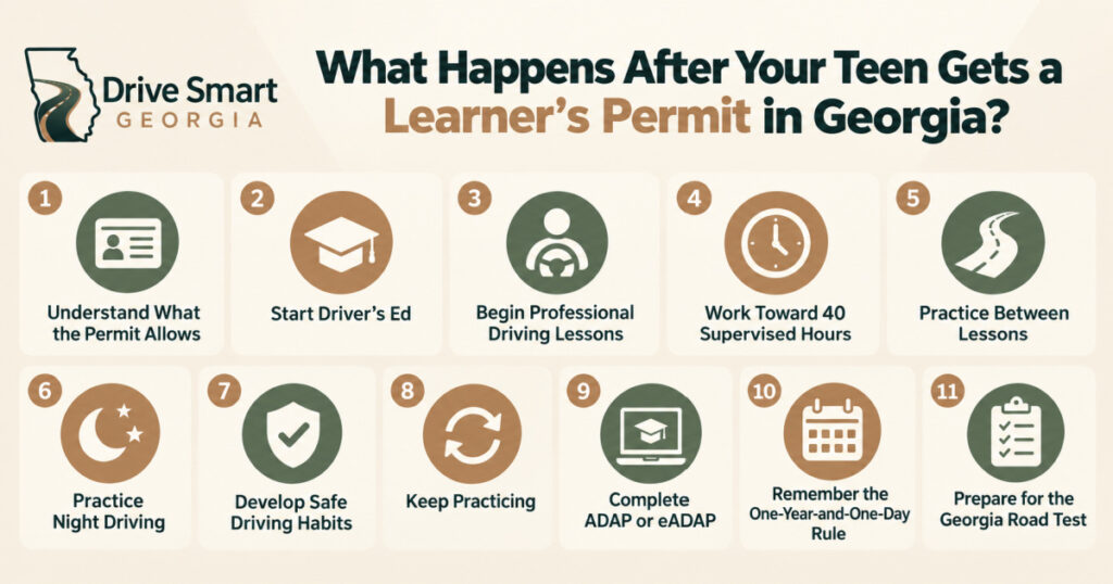 What happens after your teen gets a learner's permit in Georgia?