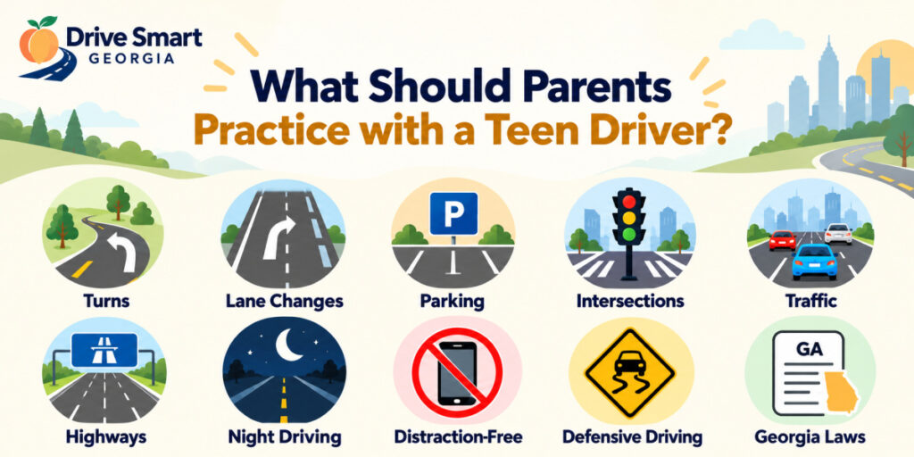 What should parents practice with a teen driver?