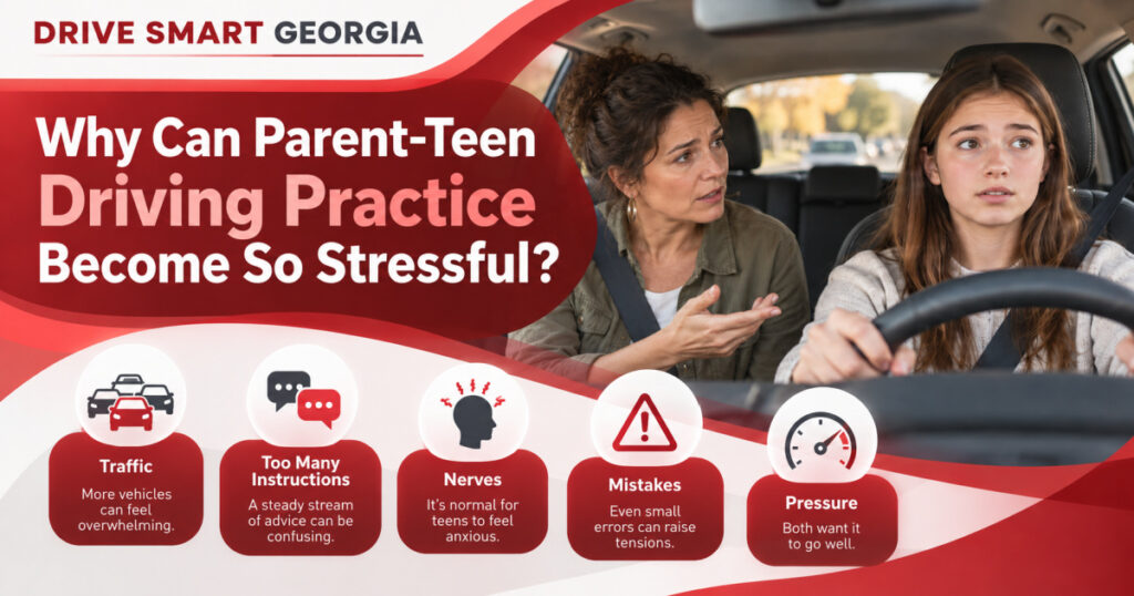 Why can parent-teen driving practice become so stressful?