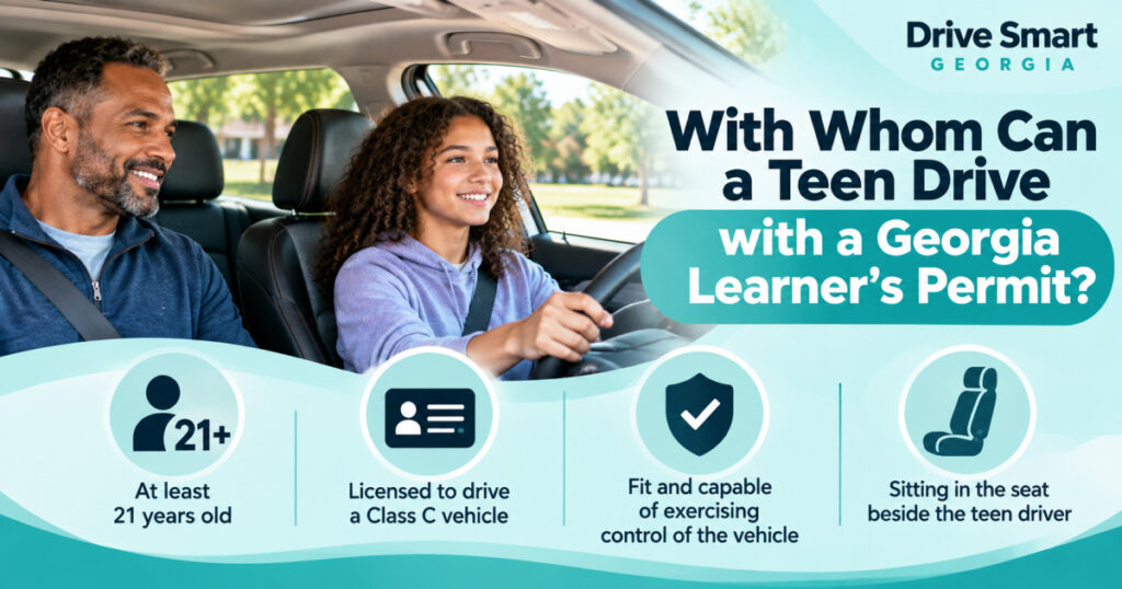 With whom can a teen drive with a Georgia learner's permit?