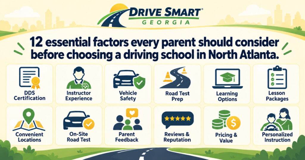 12 essential factors every parent should consider before choosing a driving school in North Atlanta