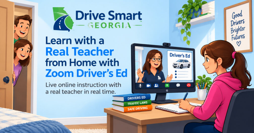 Learn with a real teacher from home with Zoom Driver’s Ed